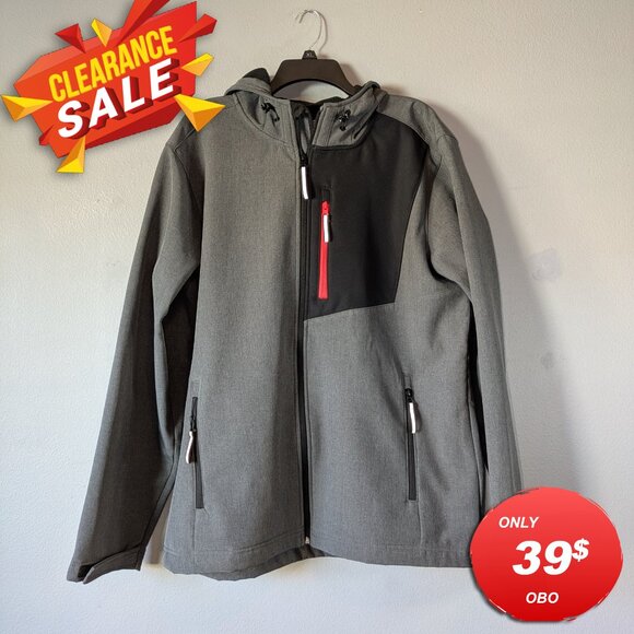 Mana Men's Hooded Gray Softshell Jacket XXL - Picture 1 of 12